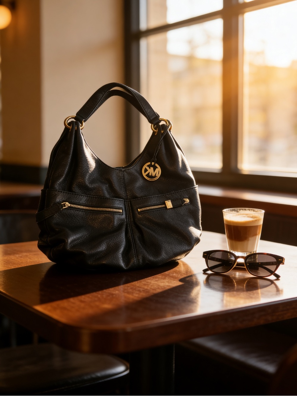 Michael Kors Black Soft, Pebble Leather Shoulder Bag